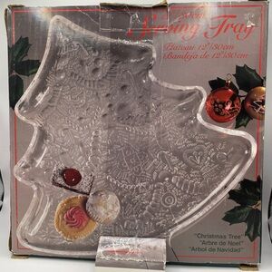 Vintage Indiana Glass Christmas Tree Serving Tray